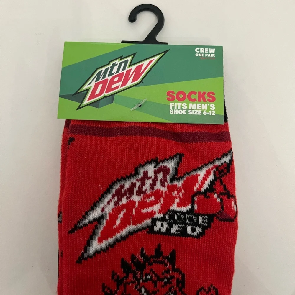 Mtn Dew Code Red Socks Fits Men’s Shoe Size 6-12
